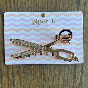Piper K Scissors Hair Clip — gold with rhinestones